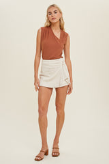 Asymmetric Vneck Drape Tank Bronze