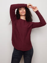 Cuff Lace Up Detail Sweater Fig