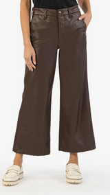 Aubrielle Wide Leg Leather Trouser Chocolate