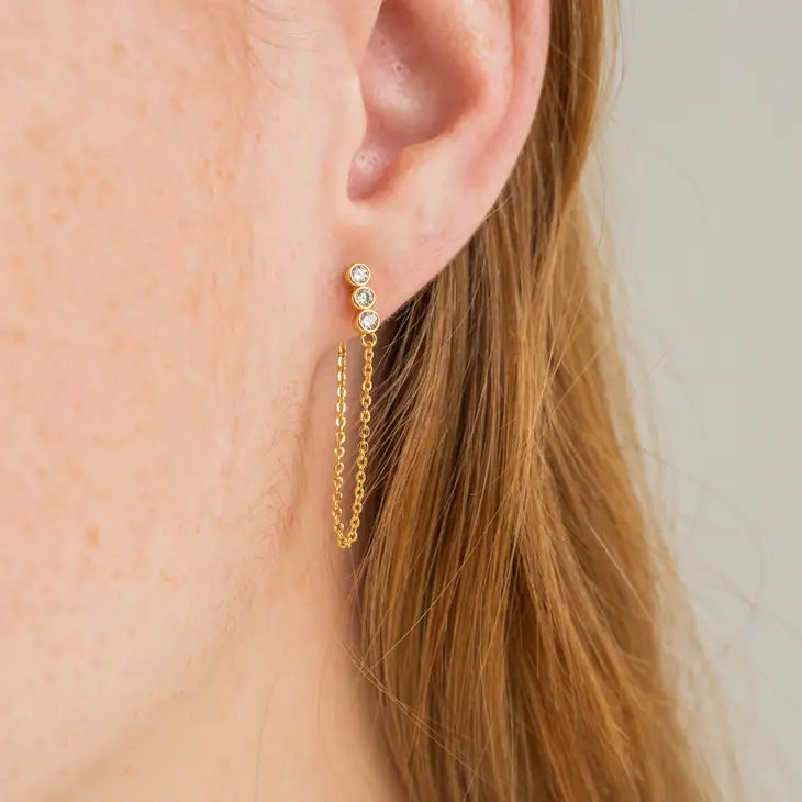 Crystal Chain Post Mismatch Earrings