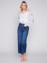 Patch Pockets Wide Leg Jeans Indigo