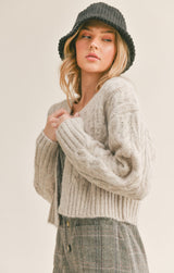 Rhia Cropped Sweater Cardi Off White Multi