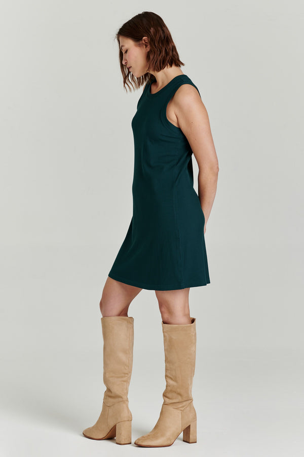 Justine High Neck Sleeveless Dress Spruce
