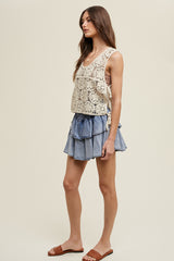 Crochet Tied Sides Tank Natural
