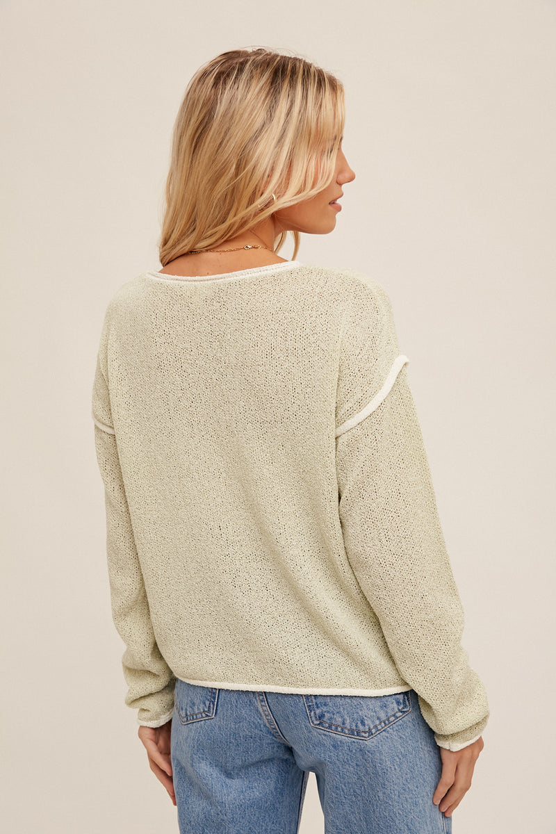 Boat Neck Thread Contrast Sweater