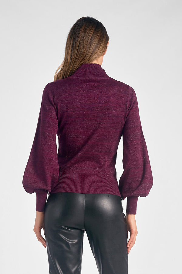 Diagonal Cutout Shimmer Sweater Purple