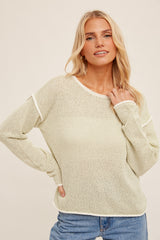 Boat Neck Thread Contrast Sweater Kiwi