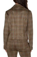 Zip Front Collared Jacket Sage + Grey Tartan