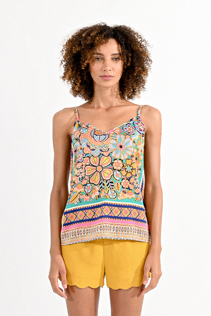 Floral Border Print Cami Multi Olga