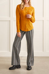 Button Down Embroidered Henley Top Goldleaf