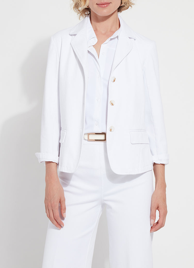 Della Denim Cropped Blazer White