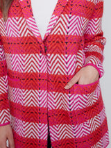 Collared Single Button Plaid Cardi  Orchid