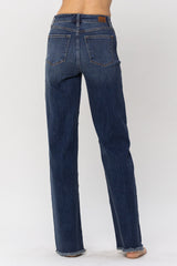 Button Fly High Waist Wide Leg Jean Dark