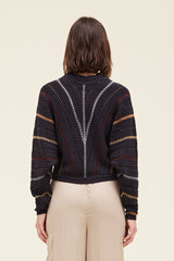 Vstripe Open Knit Long Sleeve Top Midnight