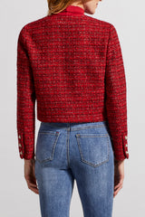 Vintage Look Button Tweed Jacket Earth Red