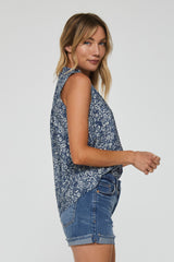 Fia Ruffle Edge Blouse Tank Arles Floral