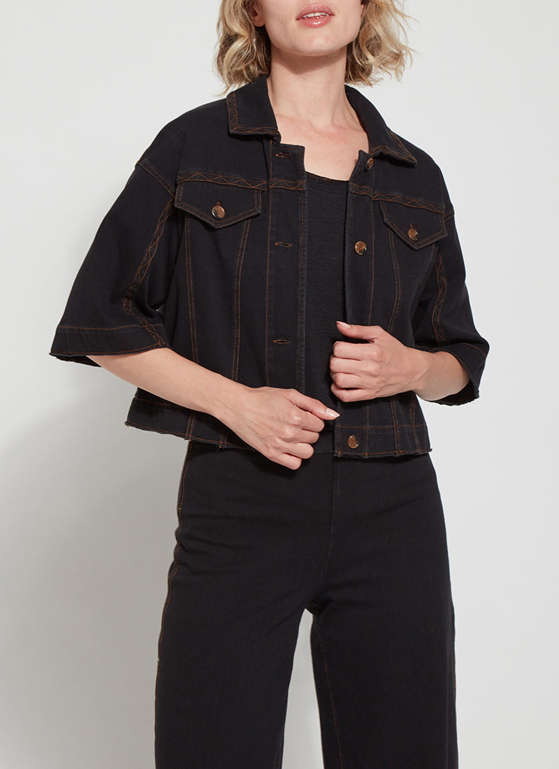 Peoria Crop Denim Jacket Midtown Black