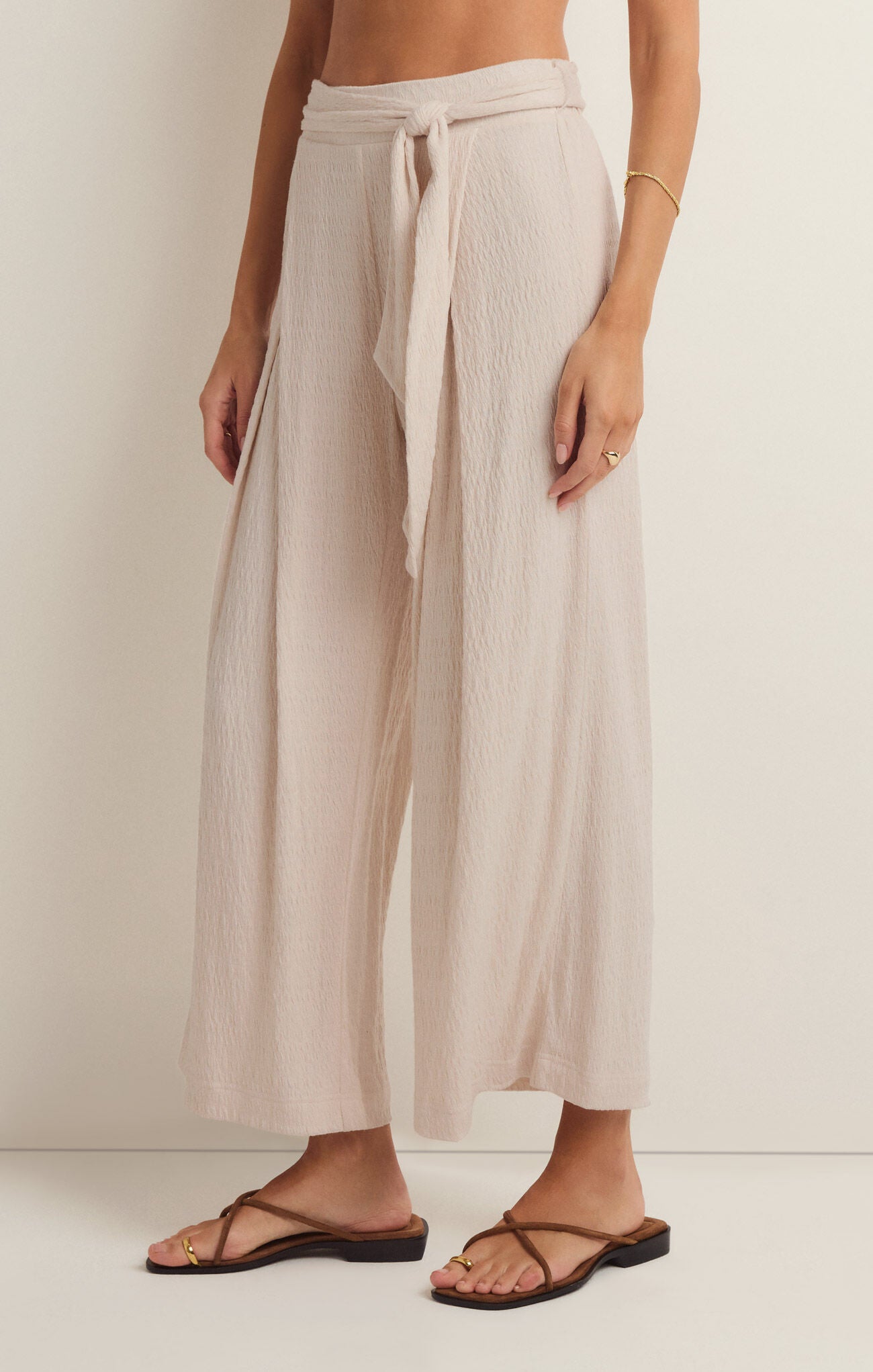 Isla Pucker Knit Pants Whisper White