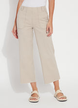 Kate Printed Wide Leg Crop Pants Khaki Ledger Lines
