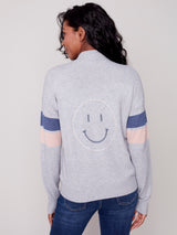 Smiley Turtleneck Sweater Heather Grey