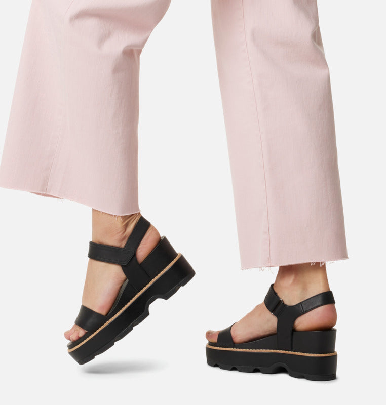 Joanie IV Y Strap Wedges Black + Sea Salt