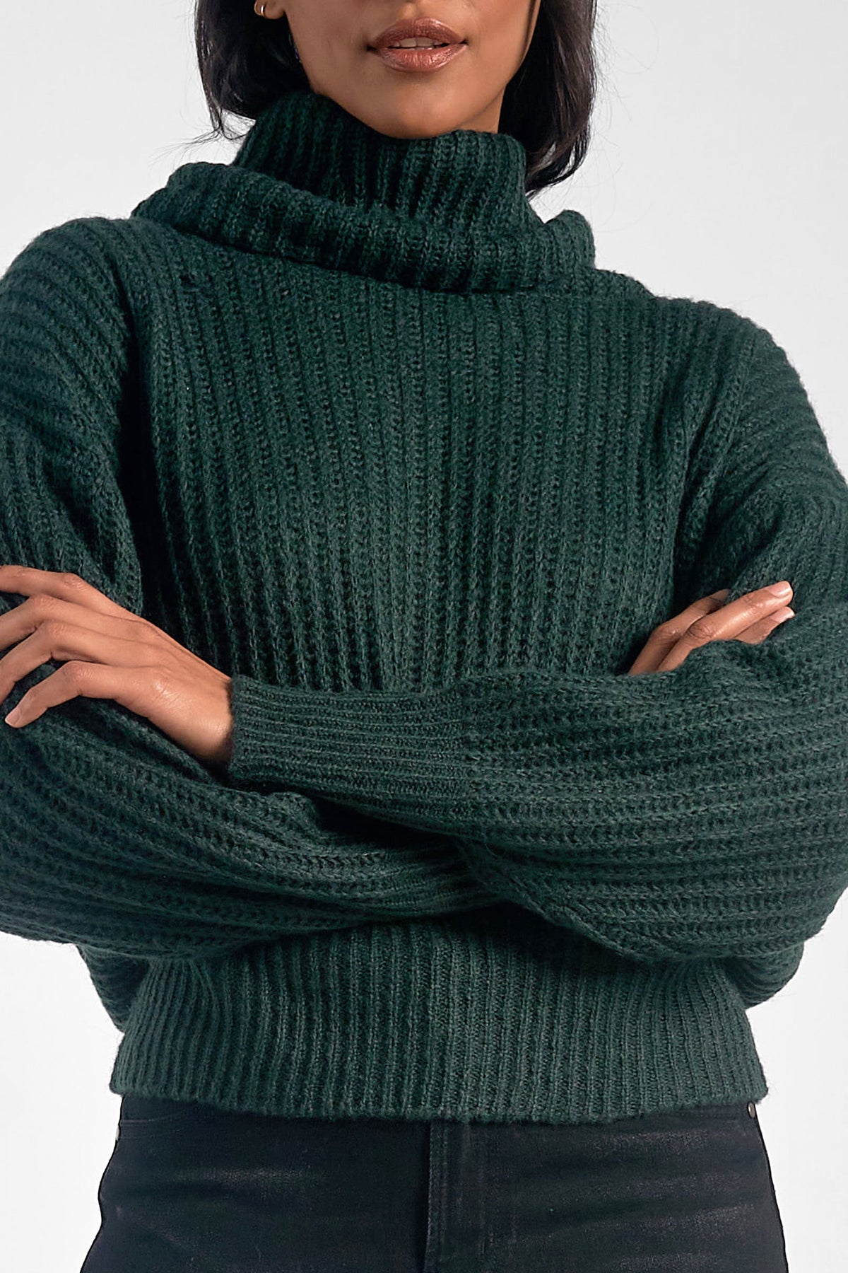 Turtleneck Thick Knit Sweater Teal
