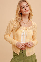 Front Tie Mix Marled Knit Cardigan Tangerine