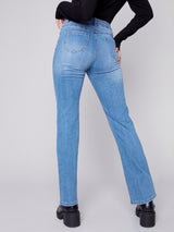 Patchwork Straight Leg Jeans Medium Blue