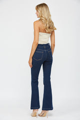 Double Button Tab Waist Detail Flare Jeans Statice