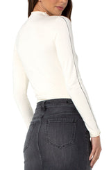 Mock Neck Rolled Hem Sweater Winter White