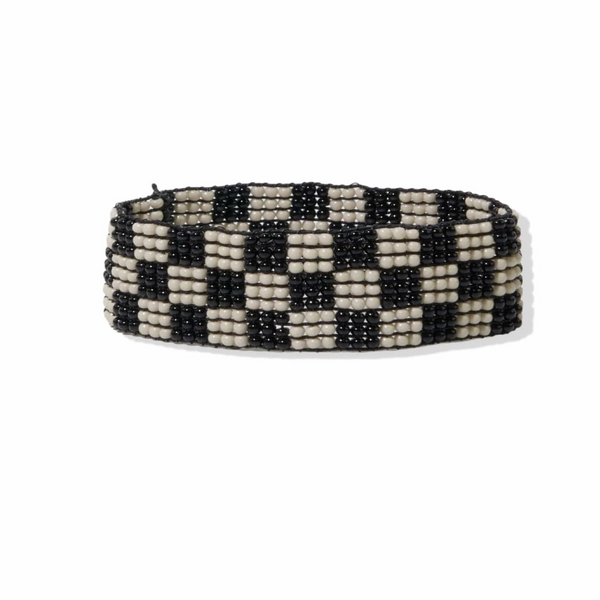 Check Beaded Stretch Bracelet