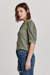 Tanner Mix Media Puff Sleeve Tee Laurel Oak