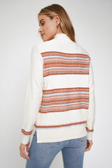 Multicolor Mix Stripe Pullover Sweater Ivory