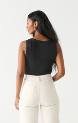 Waffle Knit Tank Top Black