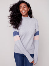 Smiley Turtleneck Sweater Heather Grey