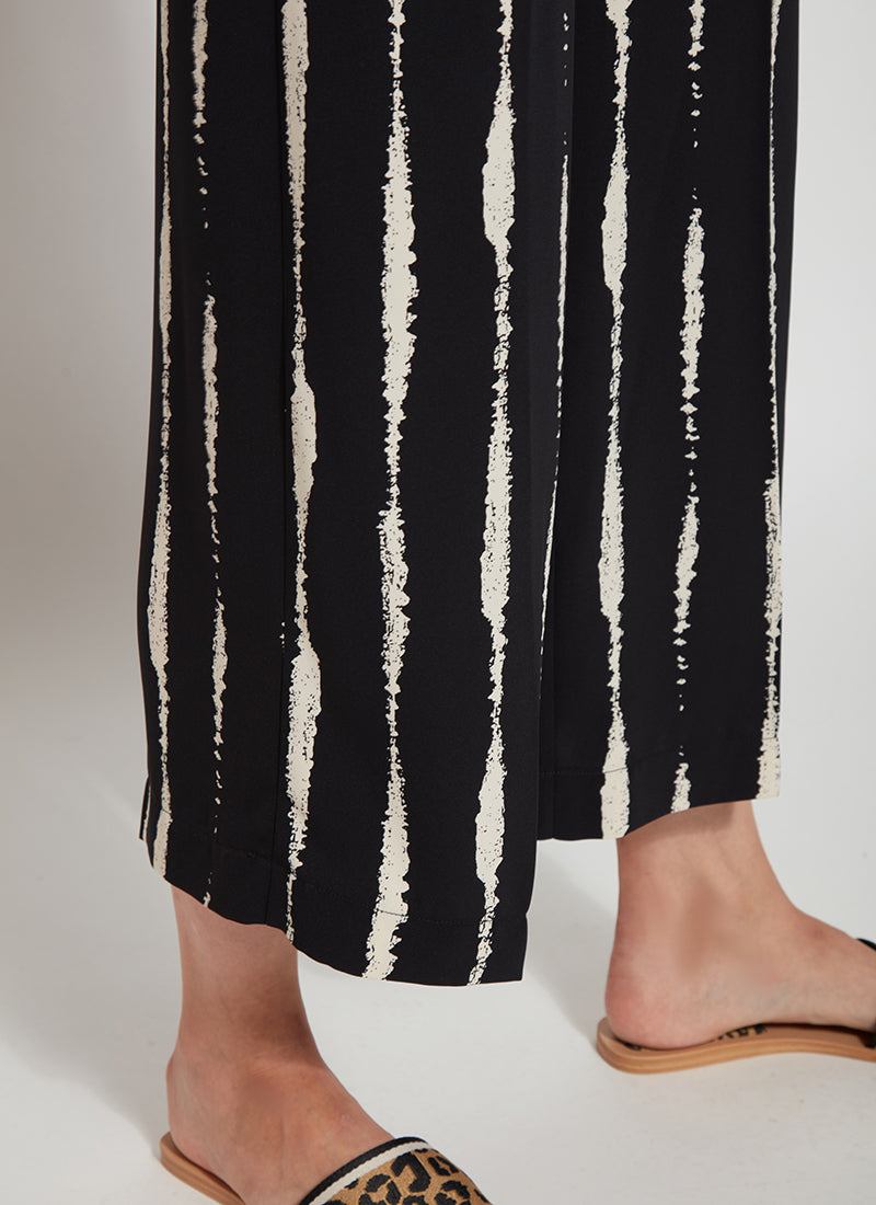 Rhea Wide Leg Crop Pant Black Tidal Stripe