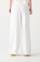 High Waist Elastic Waist Wide Leg Pants White