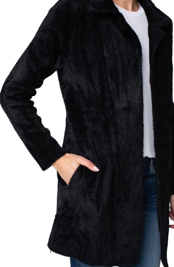 Open Front Cardigan Sweater Coat Black