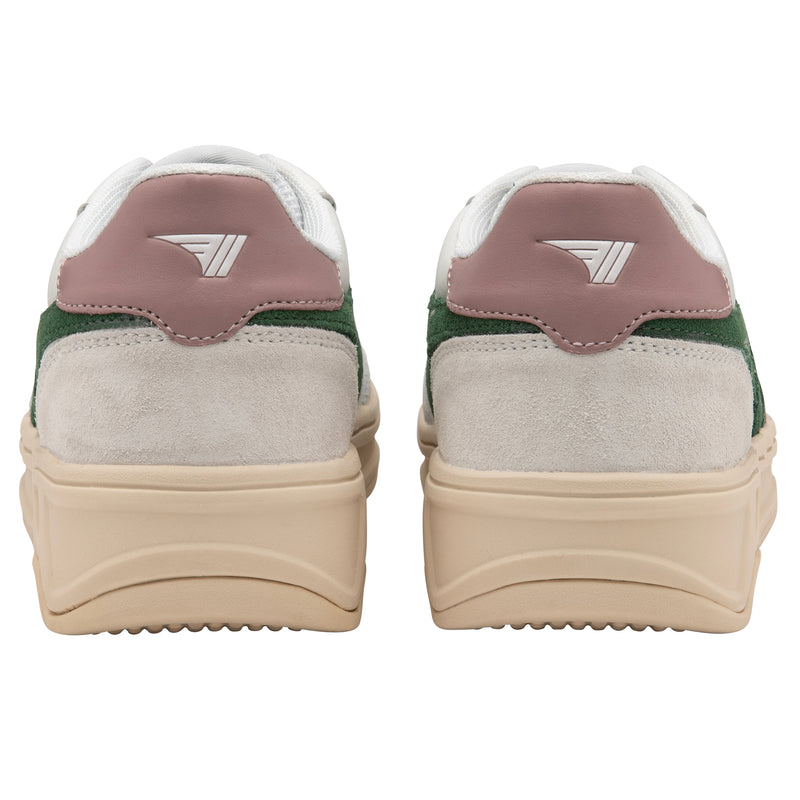 Topspin Sneakers White, Evergreen + Pastel Pink