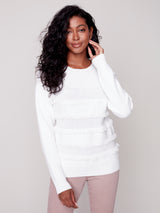 Frayed Stripes Sweater Cream
