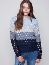 Plushy Wavy Net Stitch Sweater Indigo