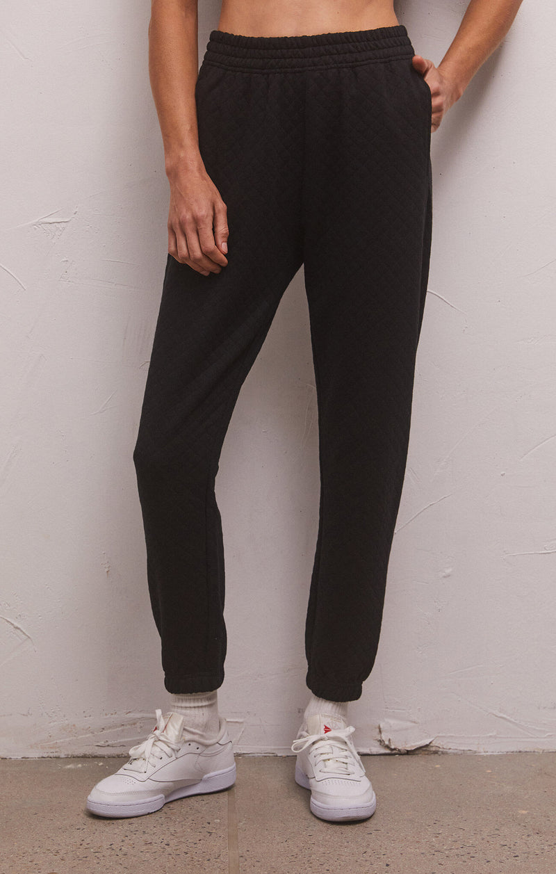 Slim Quilted Jogger Black