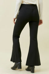 Front Seam Slit Flare Pants Black