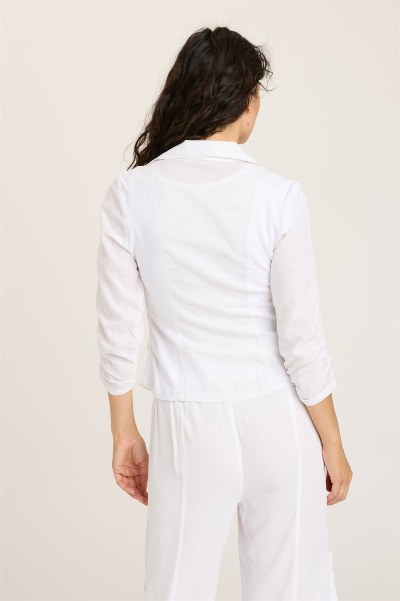Linen Folksy Jacket White