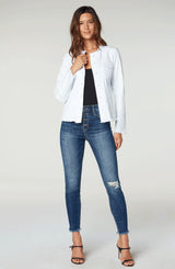 Fray Hem Classic Jean Jacket Bright White