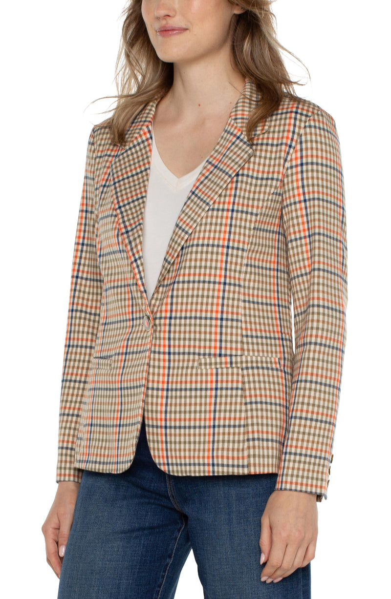 Fitted Notch Collar Printed Blazer Lava Flow Multi