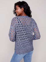 Plushy Wavy Net Stitch Sweater Heather Denim