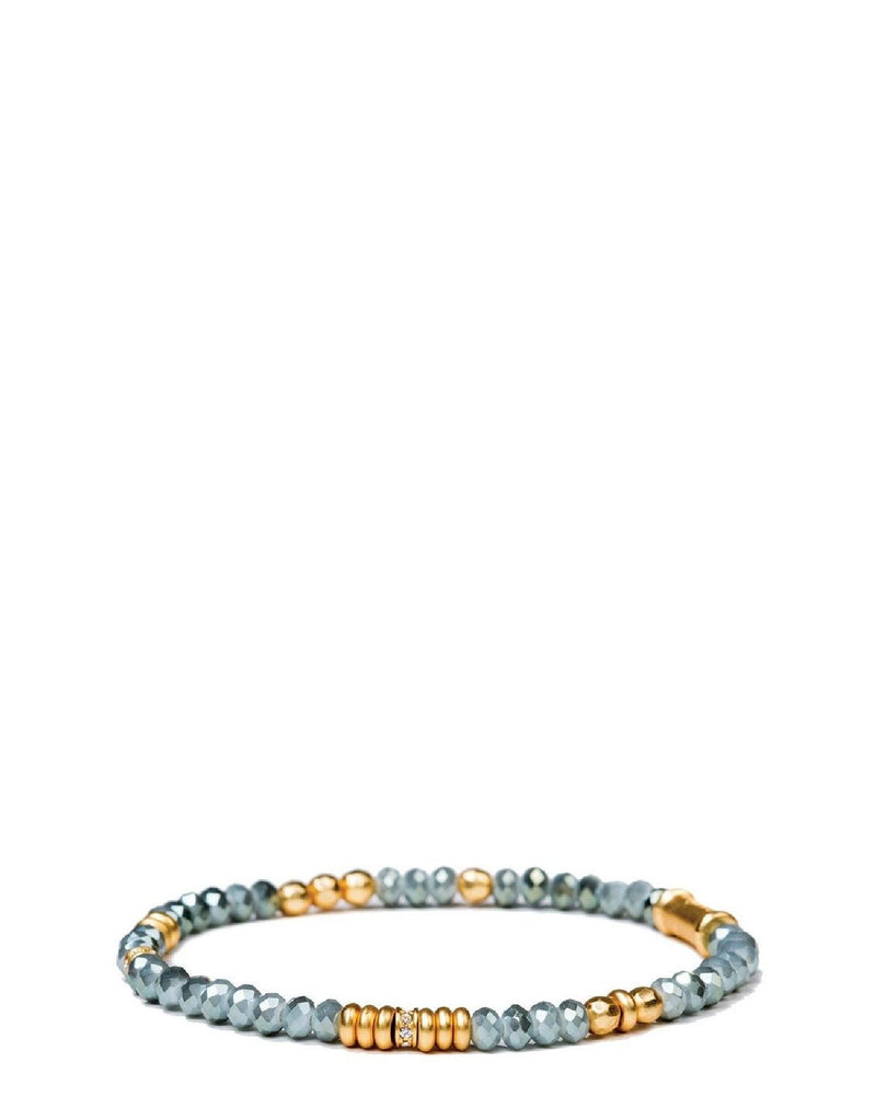 Stretch Bracelet - 4mm Grey Blue