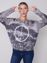Printed Peace Design Dyed Sweater Charcoal