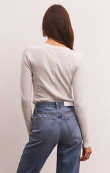 Sirena Rib Long Sleeve Shirt Light Heather Grey
